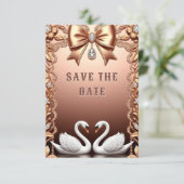💍 Witte Zwanen Trouwdecoratie 💍 Save The Date (Staand voorkant)