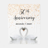 Witte zwanen uit liefde voor de 50e trouwdag fleece deken (Voorkant)