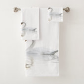 Witte zwanen uit liefde voor familienaam bad handdoek (Insitu)