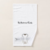 Witte zwanen uit liefde voor familienaam bad handdoek (Handdoek)