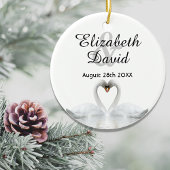 Witte zwanen uit liefde voor namen bruiloft keramisch ornament