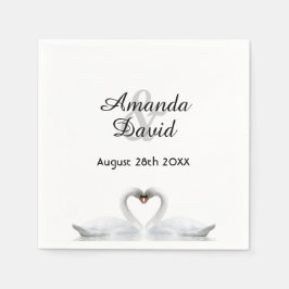 Witte zwanen uit liefde voor namen bruiloft servet