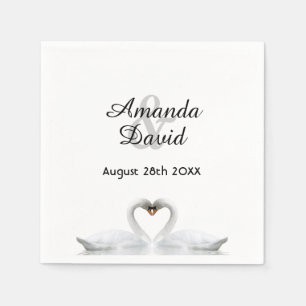 Witte zwanen uit liefde voor namen bruiloft servet