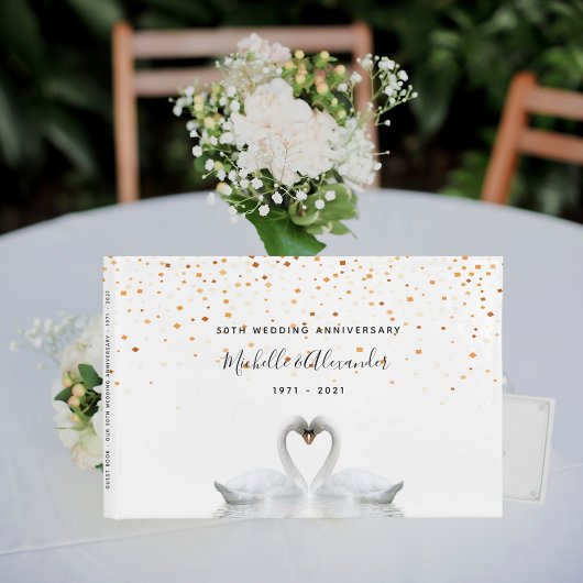 Witte zwanen vogels 50e gouden trouwdag gastenboek