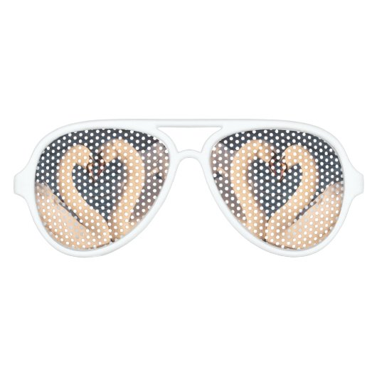 Witte zwanen Volwassen retro partij tinten, wit Aviator Zonnebril (Voorkant)