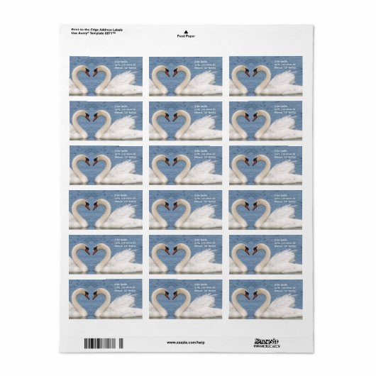 Witte zwans etiket (Full Sheet)
