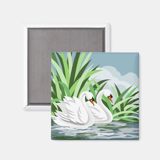 Witte zwans magneet (Voorkant / Achterkant)