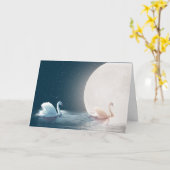 Witte Zwans met Moon voor bruiloft Kaart (Gele Bloem)