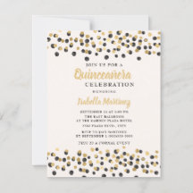Witte Zwart Gouden Confetti Glitter Quinceanera