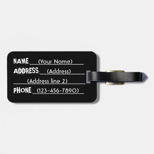 Witte zwarte aanpasbare bagagelabel op Hawaï (Achterkant horizontaal)