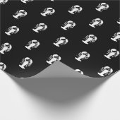 witte zwarte achtergrond zeeobe cadeaupapier (Hoek)