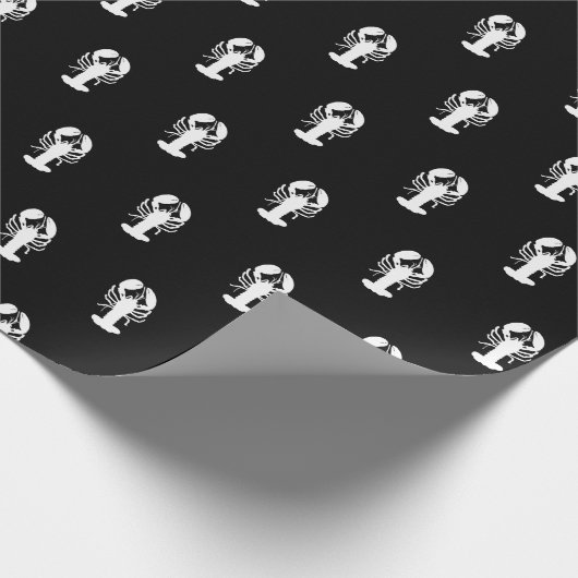 witte zwarte achtergrond zeeobe cadeaupapier (Hoek)