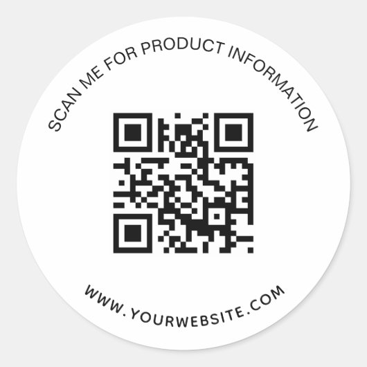 Witte zwarte bedrijfsinformatie qr code ronde sticker (Voorkant)