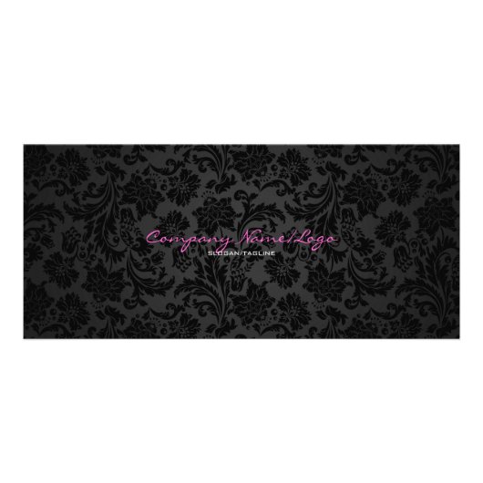 Witte & Zwarte  Bloemen Damasks Reclamekaart (Achterkant)