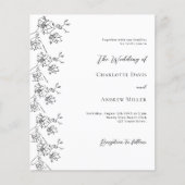 Witte zwarte bloemen formele bruiloft uitnodiging (Voorkant)