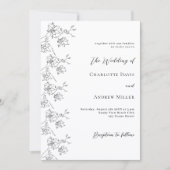 Witte zwarte bloemen klassieke formele bruiloft kaart (Voorkant)