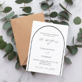 Witte zwarte boog modern script luxe bruiloft kaart