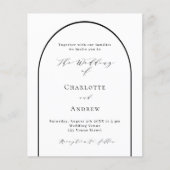 Witte zwarte boog moderne script bruiloft uitnodig (Voorkant)