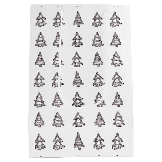 Witte & Zwarte Boom Gift Bag Medium Cadeauzakje (Achterkant)