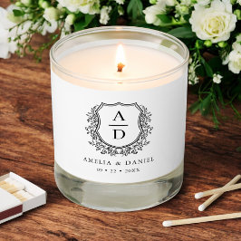 Witte Zwarte Botanische Crest Monogram Huwelijk