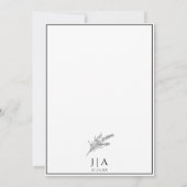 Witte Zwarte Botanische Huwelijksuitnodiging Kaart (Achterkant)