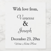 Witte zwarte bruiloft dank u wijn etiket (Enkel label)