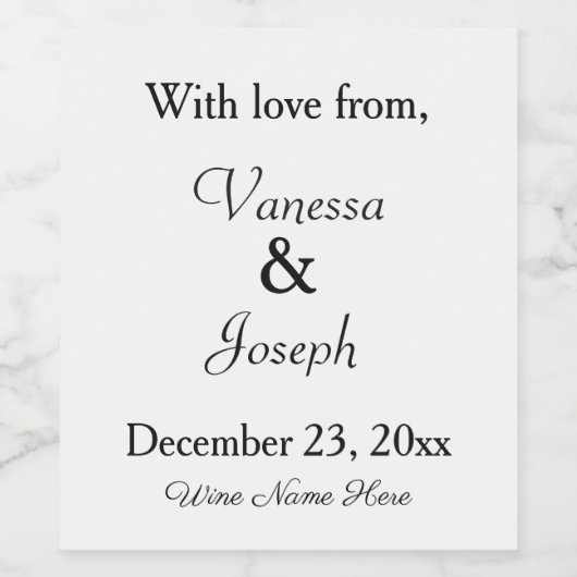 Witte zwarte bruiloft dank u wijn etiket (Enkel label)