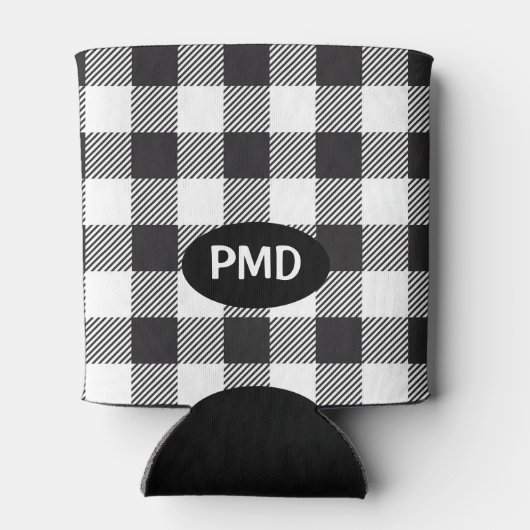 Witte zwarte buffels Initialen van speldenmonogram Blikjeskoeler (Achterkant)