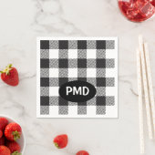 Witte zwarte buffels Initialen van speldenmonogram Servet (Insitu)