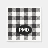 Witte zwarte buffels Initialen van speldenmonogram Servet (Voorkant)