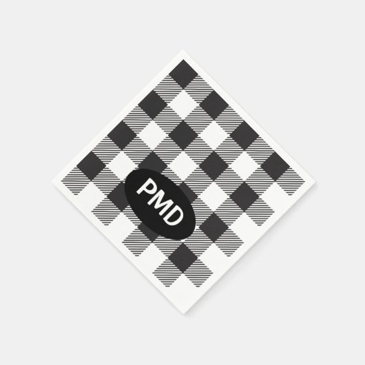 Witte zwarte buffels Initialen van speldenmonogram Servet (Hoek)