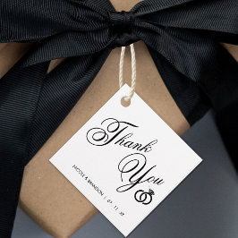 Witte & Zwarte Diamanten Ring Bruiloft Dank u Bedankjes Labels