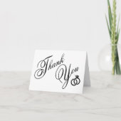 Witte & Zwarte Diamanten Ring Bruiloft Dank u Bedankkaart (Voorkant)