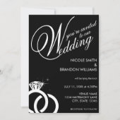 Witte & Zwarte Diamanten Ring Bruiloft Kaart (Voorkant)