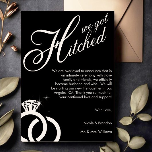 Witte & Zwarte Diamanten Ring Foto Bruiloft Aankondiging