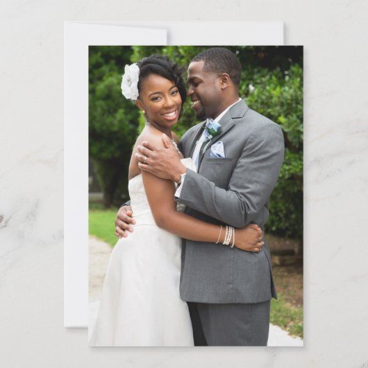 Witte & Zwarte Diamanten Ring Foto Bruiloft Aankondiging (Achterkant)