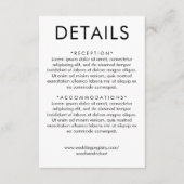 Witte & Zwarte Eenvoudige Huwelijksdetails Informatiekaartje (Voorkant)