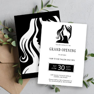 Witte zwarte elegante schoonheidssalon grand openi kaart