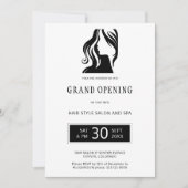Witte zwarte elegante schoonheidssalon grand openi kaart (Voorkant)