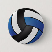 Witte, zwarte en donkerblauwe volleybal ronde button 5,7 cm (Voorkant)