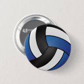 Witte, zwarte en donkerblauwe volleybal ronde button 5,7 cm (Voorkant /achterkant)
