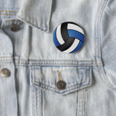 Witte, zwarte en donkerblauwe volleybal ronde button 5,7 cm (In situ)