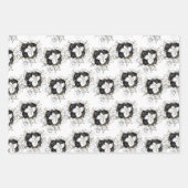 Witte, zwarte en gouden bloem inpakpapier vel (Voorkant 3)