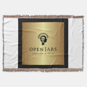 Witte, zwarte en gouden katoenen deken