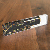 Witte, zwarte en gouden marmer naambordje (Zijkant)