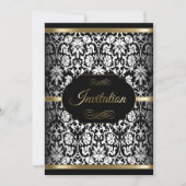 Witte, zwarte en gouden Sjabloon | Uitnodiging (Voorkant)