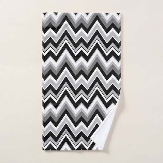 Witte zwarte en grijze chevron-patroon bad handdoek (Handdoek)