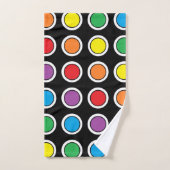 Witte, zwarte en regenboogpooldots bad handdoek (Handdoek)