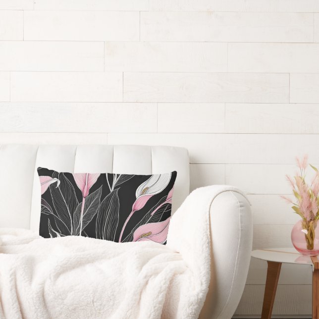 Witte, zwarte en roze lelies kussen (Bank)