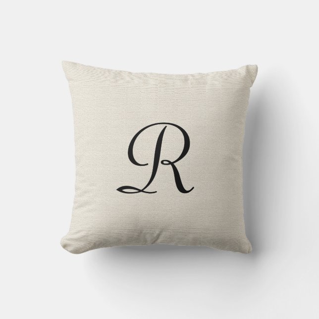 Witte zwarte fonogram voor Burlap Kussen (Voorkant)